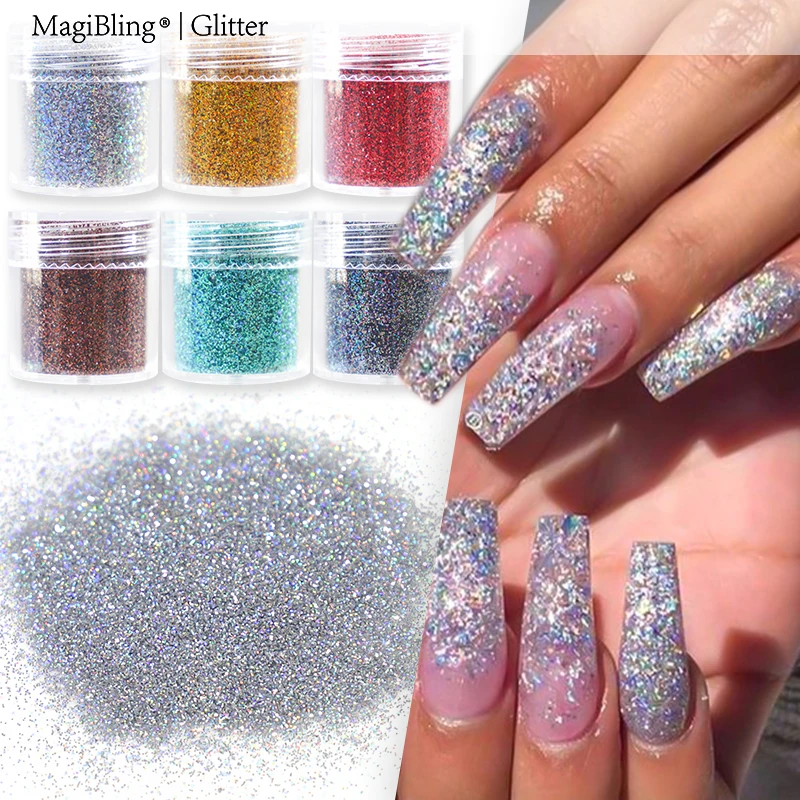 4g/jar Holographic Laser Fine Nail Art Glitter Powder Dust Silver Gold