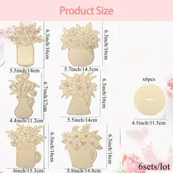 6 Sets of DIY Wooden Flower Table Ornaments for Spring and Mother's Day Decor (6sets mixed)