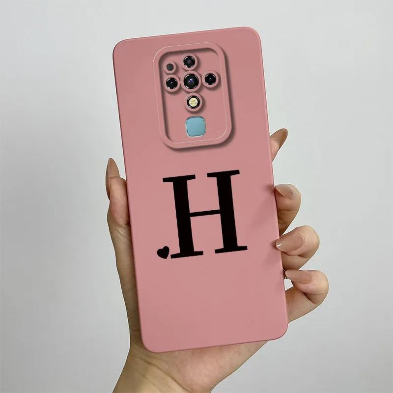 Stylish ShockProof Silicone Back Cover with Cute Letter Design for Tecno Camon 16 Series