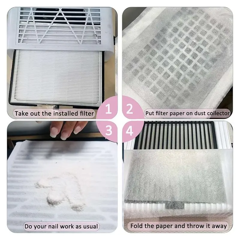 프리미엄-400매 네일 먼지 수집기 필터 용지 일회용 네일 먼지 수집기/진공청소기용 흰색