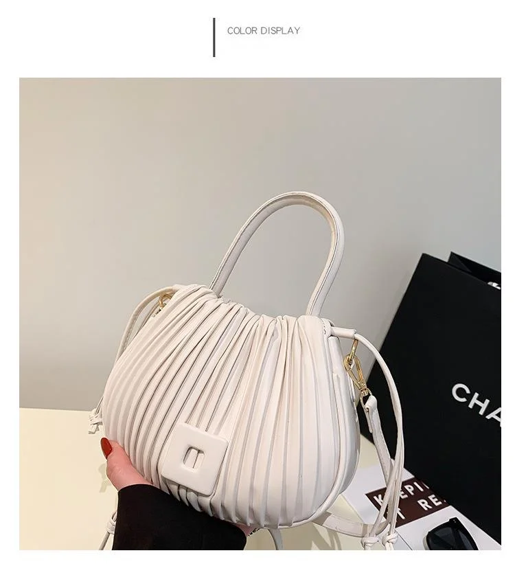 Borsa a secchiello plissettata da donna borsa a tracolla versatile_voghion.com