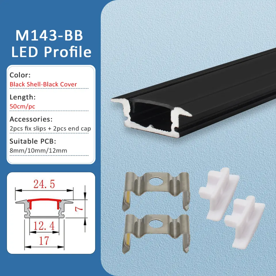 LED Strip Aluminum Profile 50CM Recessed Surface Mounted Aluminium Channel with Diffuser PC Cover for 8mm 10mm Linear Lighting image 10