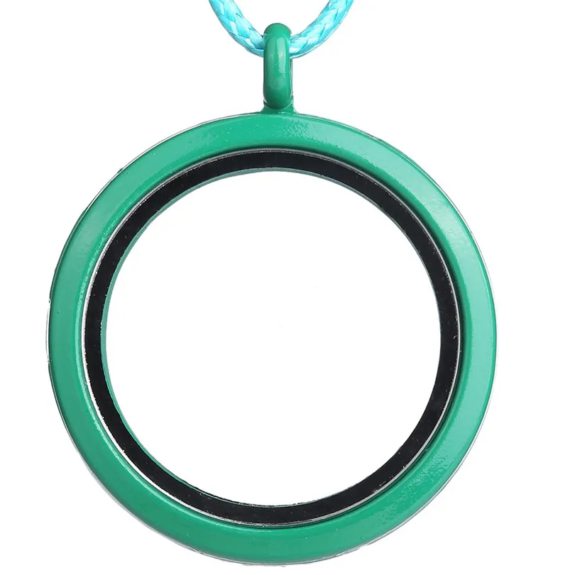 10PCS Plain Round Paint Finish Glass Floating Locket Alloy Pendant Charm Jewelry DIY Making Necklace Keychain For Women Men