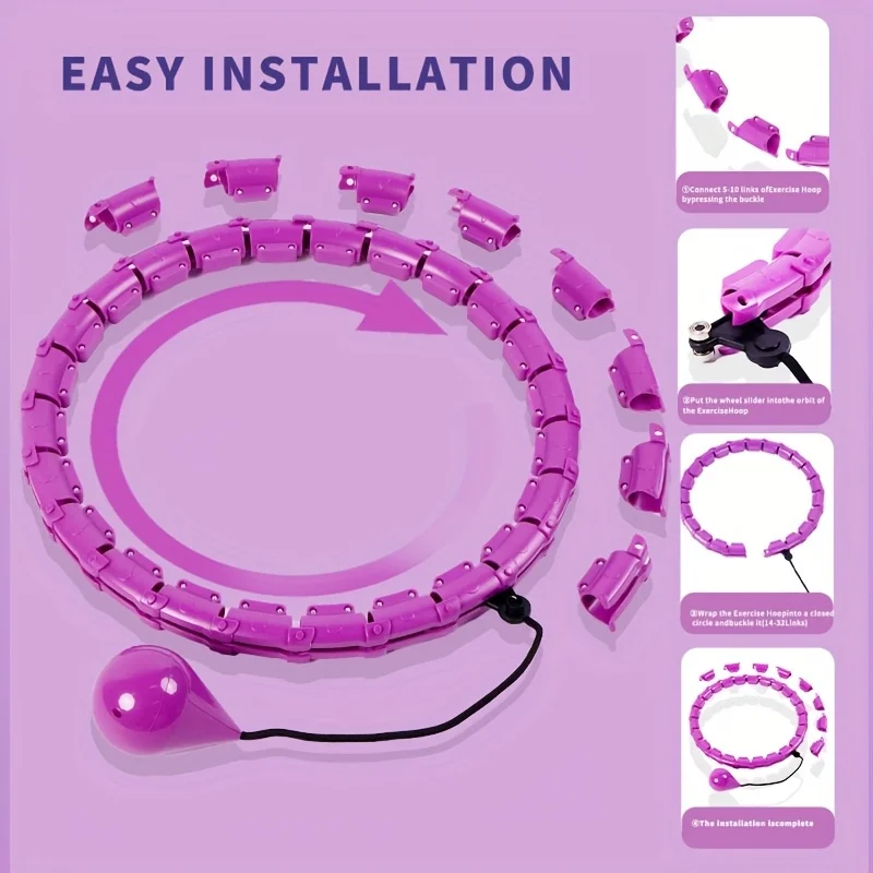 Fitness Hoop Weighted Exercise Hoop for Adults Weight Loss Knots Infinity Fitness Hoop With Extra Links 2 in 1 Adjustable and Detachable