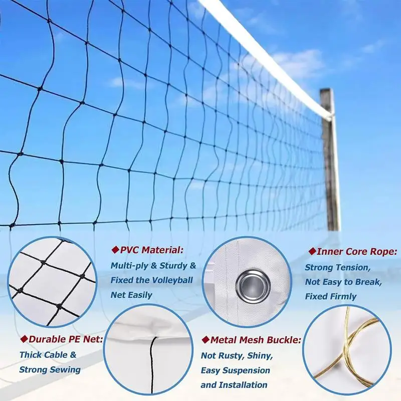 Folding Volleyball Net Adjustable Badminton Replacement Mesh For Backyard Lightweight Outdoor Sports Accessory Replacement Net