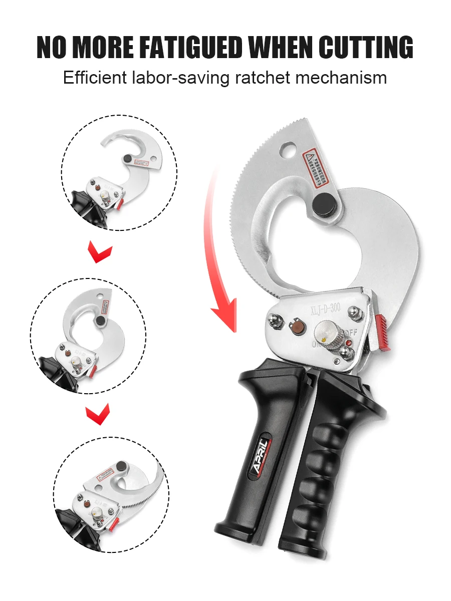 Ratchet Wire Cutters for 300mm² /500mm² Cu/Alu Cable Cutters XLJ-D-300/XLJ-D-500 Manual Gear Cable Scissors Hydraulic Tools 3