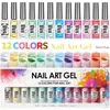Painted Nail Polish Set, 12 Color Line Art Painted Gel Nail Polish Set Glitter For Nails Painting Drawing Soak Off UV LED Curing 1