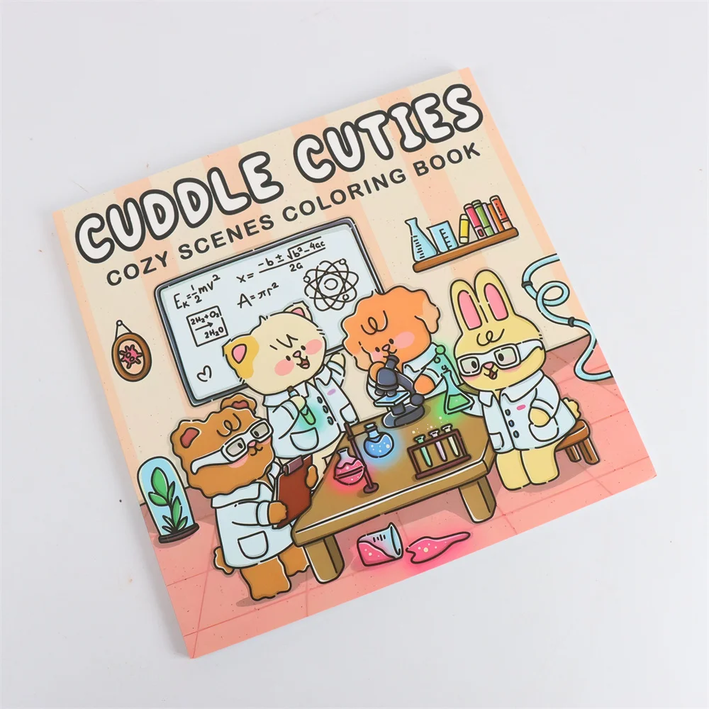 CUDDLE CUTIES Cute Comfy Coloring Book for Adults and Teens Featuring Adorable Creatures in Cozy Hygge Moments for Relaxation 3