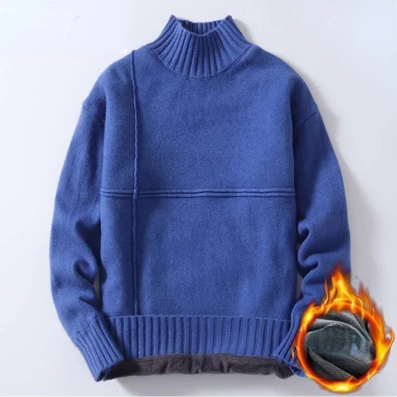 

Male Cashmere Sweater Autumn and Winter Soft Warm Thicking Mock Neck Knitting Pullover Solid Color Knitted Sweaters B99