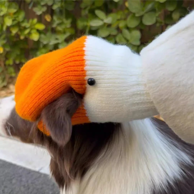 New Women's Knitted Goose Finger Gloves for Autumn and Winter Warmth, Thick Velvet for Cold Protection, Cute and  Funny