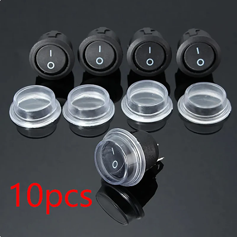 

10Pcs Clear Plastic Waterproof Rocker Switch Protect Cover Round Caps Давление В Шинах Авто