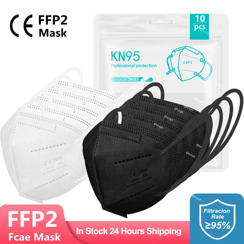 10-200 шт. CE KN95 маски черные белые сертифицированные FFP2 FPP2 одобренные KN 95 для лица 5