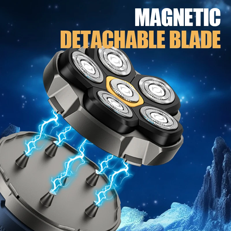 Electric Head Shaver for Bald Men 6D Magnetic Razor Hair Trimmer USB Rechargeable LED Display Waterproof Beard Shavers 2