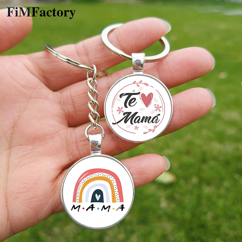 Rainbow Mama Glass Gem Pendant Keychain - Best Mom Gift Accessory