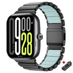 Luxury Metal Magnetic Strap - Premium Alloy Replacement Bracelet - Redmi Watch 3 Active (Black Luminous)