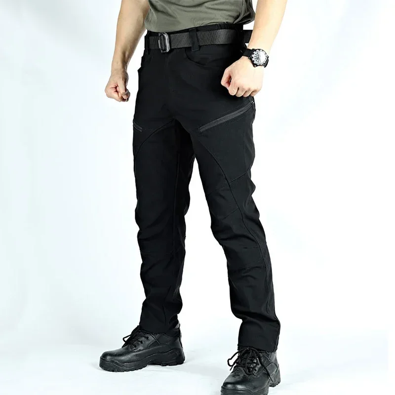 전술 바지 남성 훈련 바지 멀티 포켓 카고 바지 방수 빠른 건조 남성 바지 야외..