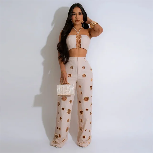 Courtney Halter Crop Top Pant Set 3