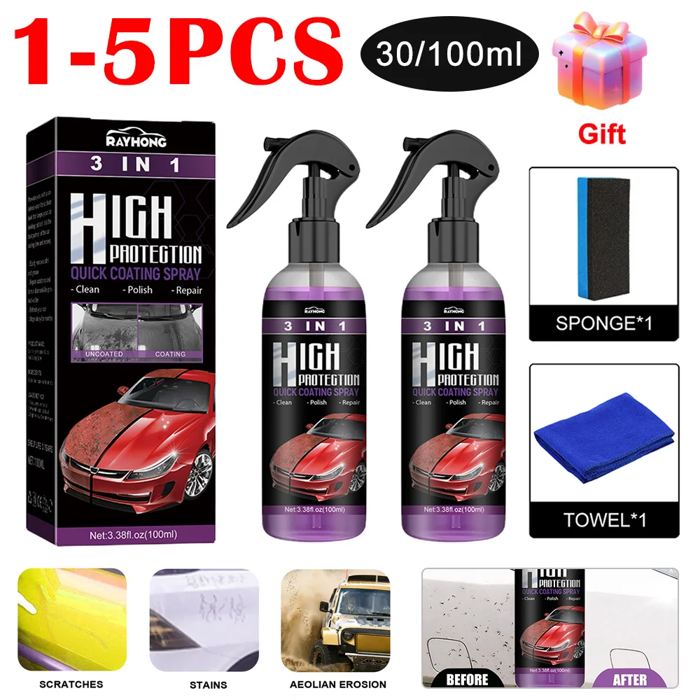 3In1CarCeramicCoatingSpray100mlAutoNanoCeramicCoatingCar