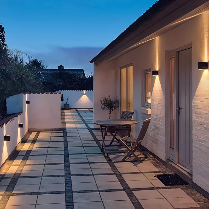 야외 벽 조명, 외부 및 내부 LED 벽 스콘스 사각형 알루미늄 벽 램프, 야외 조명 고정장치, 위 아래 리튬, 1 팩