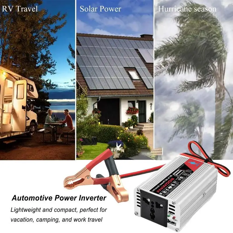 

Инвертор мощности, преобразователь постоянного тока 12 В в переменный ток 220 В 600 Вт, USB Универсальная штепсельная вилка, внешний дисплей, автомобильное зарядное устройство, адаптер