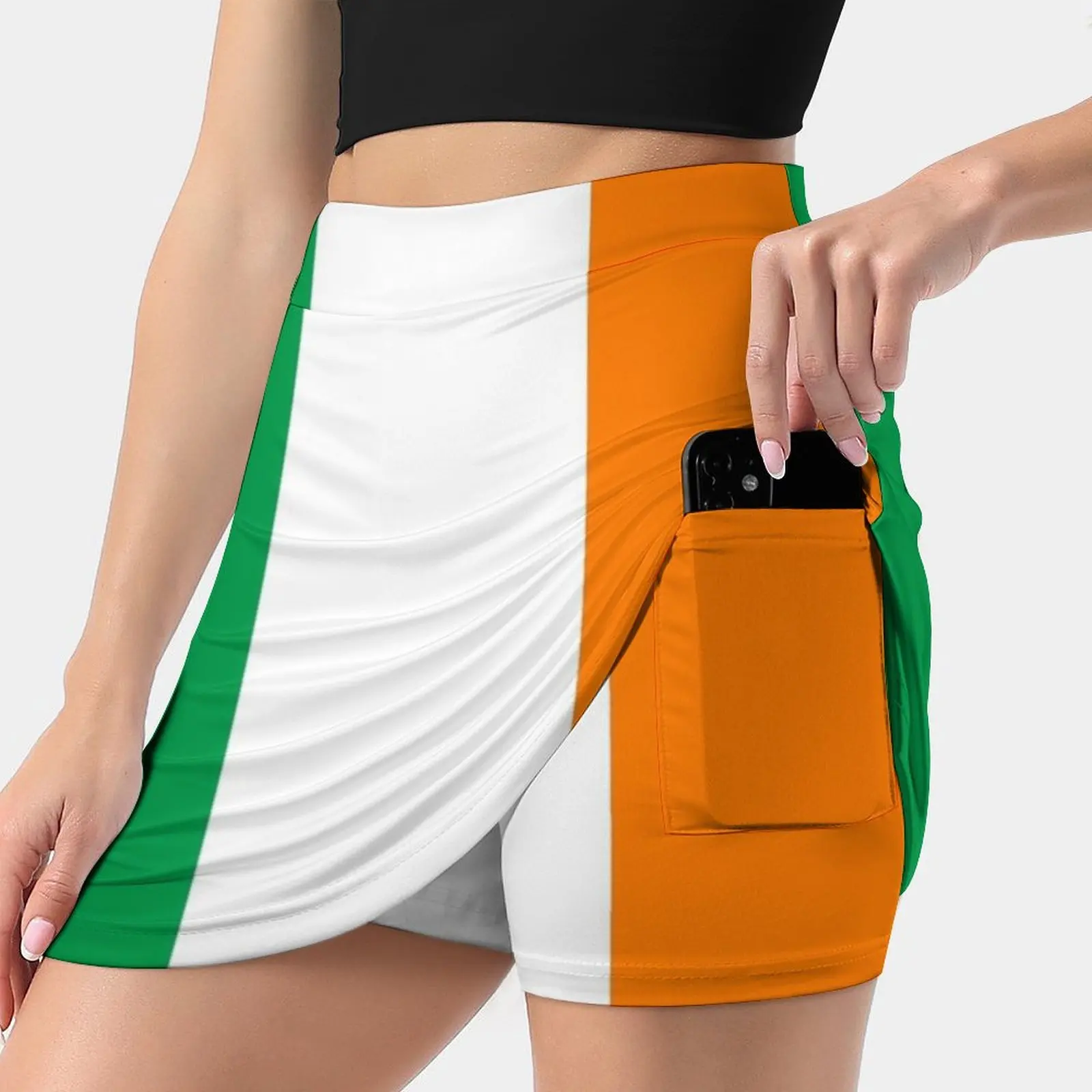 

Ireland Flag-Irish T-Shirt Women's skirt Mini Skirts A Line Skirt With Hide Pocket Ireland Irish Flag Island Culture Football