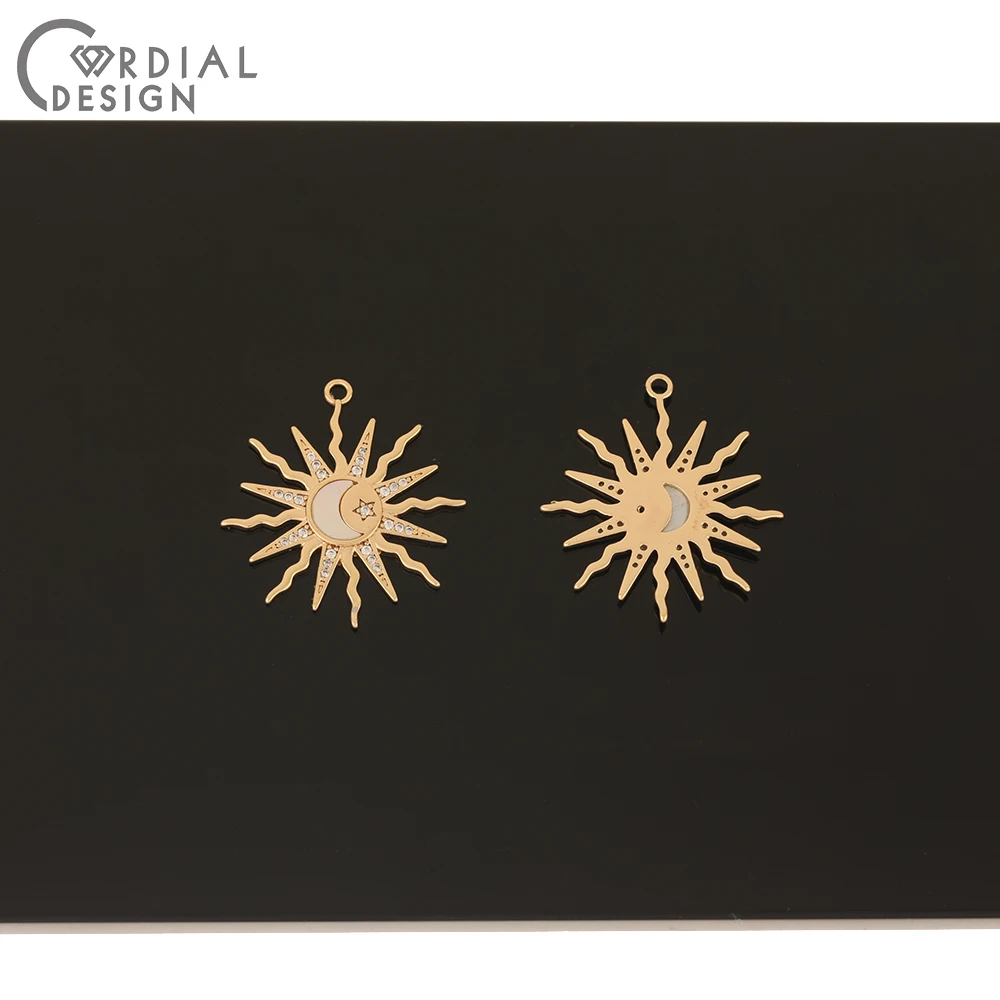 Cordial Design 10Pcs 24*26MM CZ Charms/Jewelry Accessories/Sun Shape/Necklace Pendant/Jewelry Findings & Components/Shell Effect - cordial