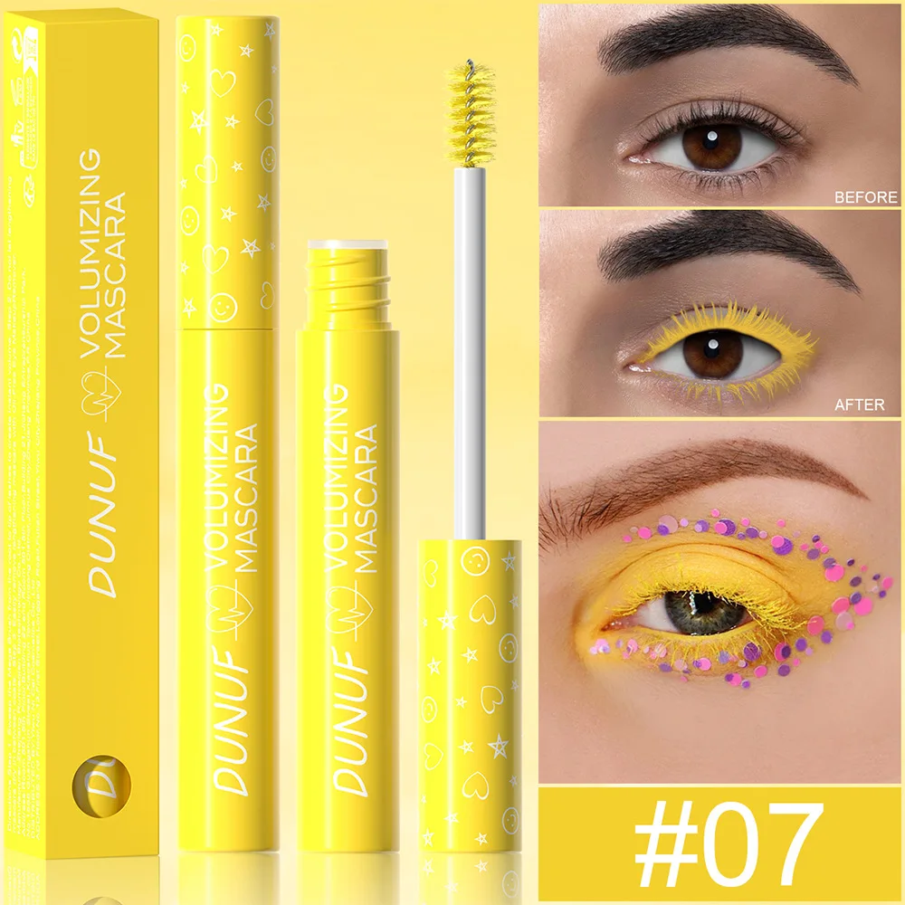 Yellow Slender Curly Mascara, Color Mascara Waterproof Not Easy To Smudge, Portable Fine Brush Head，Holiday Makeup