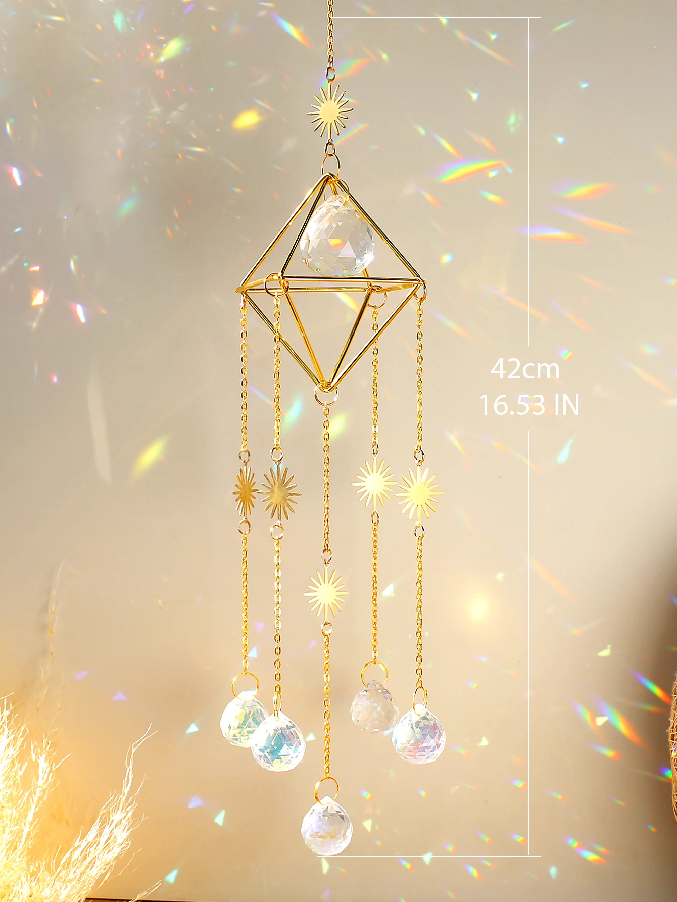 Sun Catcher Wall Hanging Crystal Wind Chime Prism Suncatcher Rainbow Maker Light Catcher Garden Decoration Car Ornaments Gift