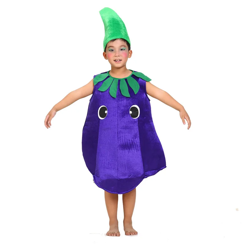 

Children's fruit vegetable Cosplay children's Sponge Purple eggplant Top costume Halloween costume eggplant