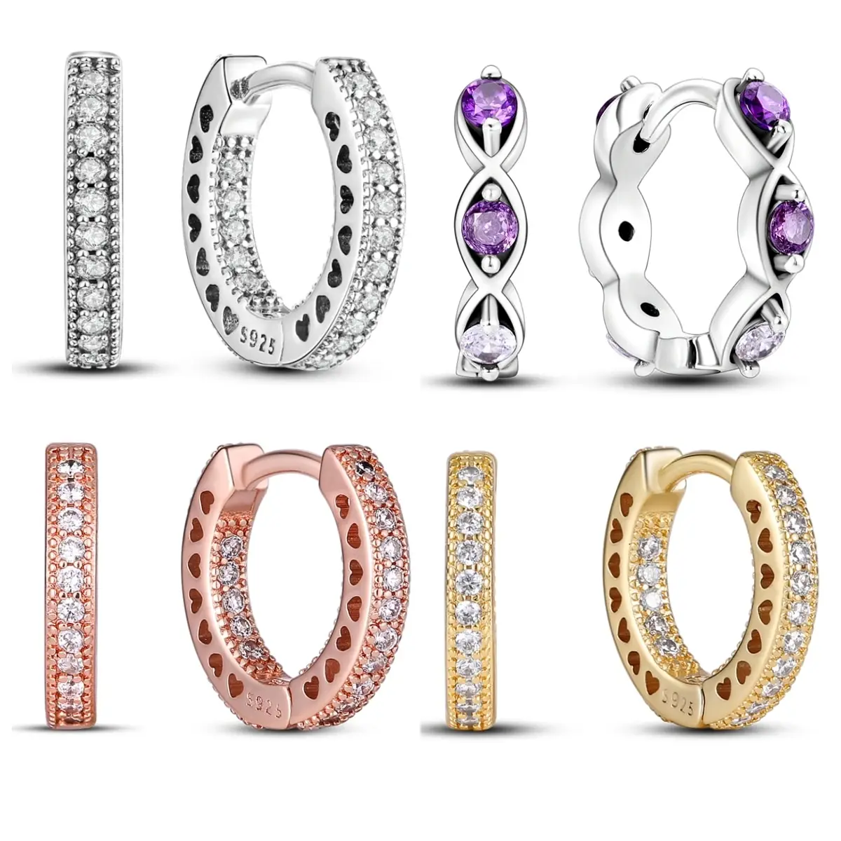 Silver hoop earrings Sparkling Colorful Hoop Earrings 925 Sterling Silver Hypoallergenic Jewelry Embellished Zircon Elegant Luxury Style Female
