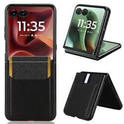 Deluxe PU Leather Card Holder Stand Case with Shockproof Bumper - Premium Protective Cover for Moto Razr 60 (Black)