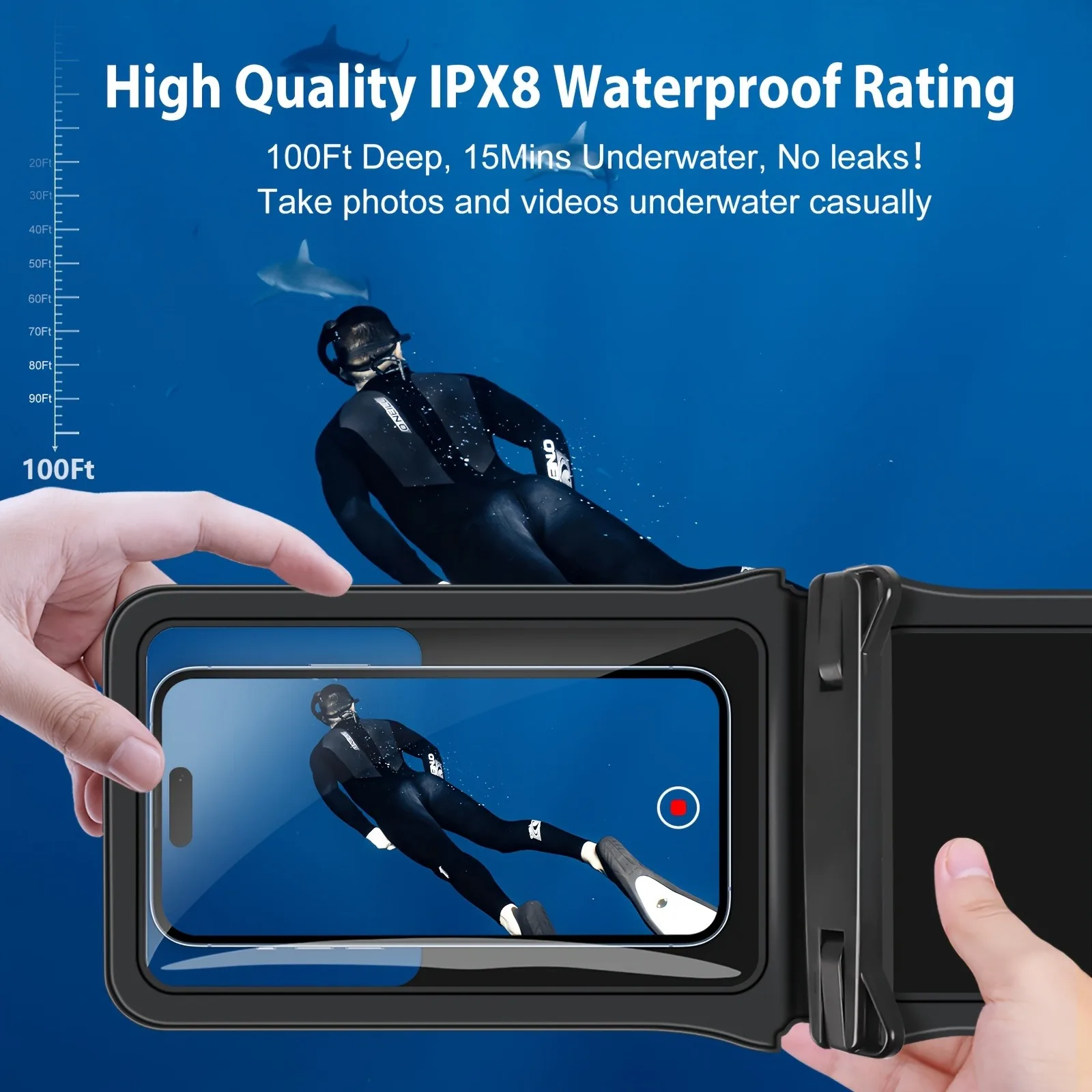 Waterproof Double-Layer Phone Pouch with Hanging Rope