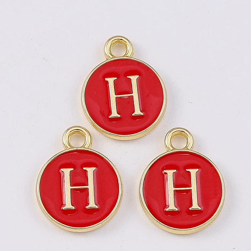 Duarte 20 Stück/Set Niedliche Emaille-Alphabet-Anhänger 26 A-Z Buchstaben-Charms für Schmuckherstellung Ohrringe Anhänger Halsketten DIY Bastelzubehör – Detail 10
