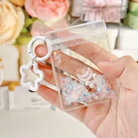 1pc Cartoon Shake Glitter Bag Keychain with Five-pointed Star Pendant  Transparent Doll Gift Bag Kawaii Toy Pendant Storage Bag 2
