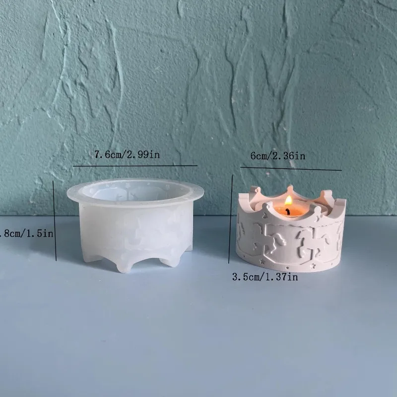 Carousel Storage Jar Silicone Mold Horse Aromatherapy Candle Holder Casting Molds Jewelry Storage Organizer Box Mold
