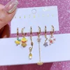 MIGGA 6pcs Mix and Match Cartoon Bear Pig Dangle Earrings Set Gold Color Cubic Zircon Women Jewelry 1