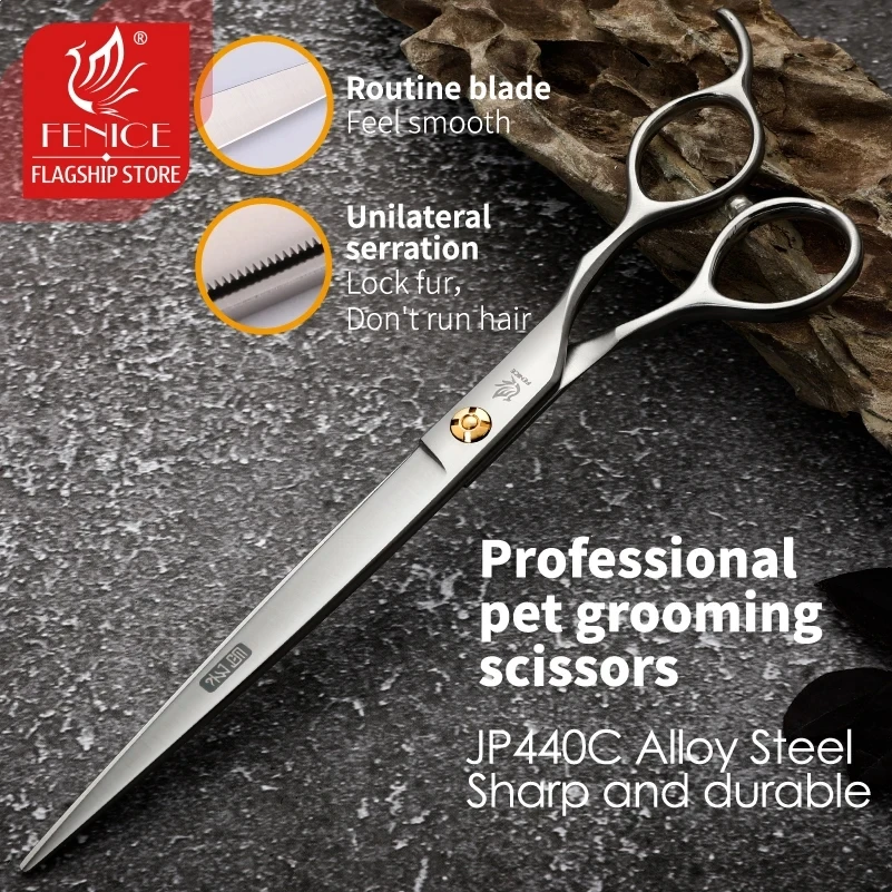 Dog Grooming Scissors Fenice Professional 7.0 /7.5 inch pet grooming dog hair trimmers scissors serrated blade
