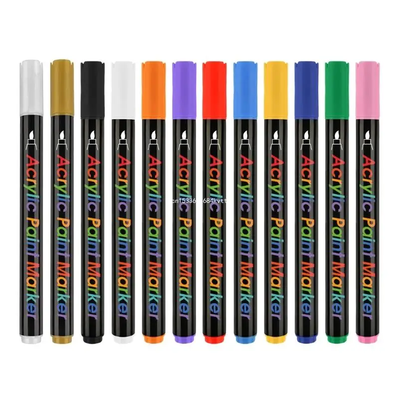 

12 Colors Acrylic Paint Markers Quick-drying Markers DIY Paint Pens Dropship