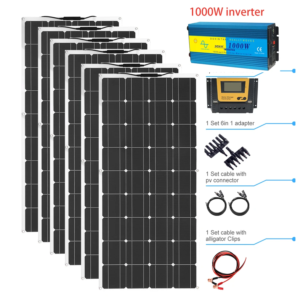 220v 1000w Photovoltaic Solar Panel Kit System Flexible Module 360w 240w  120w Solar Panels 110v 230v Inverter Solar Camping - Solar Cells, Solar  Panel - AliExpress