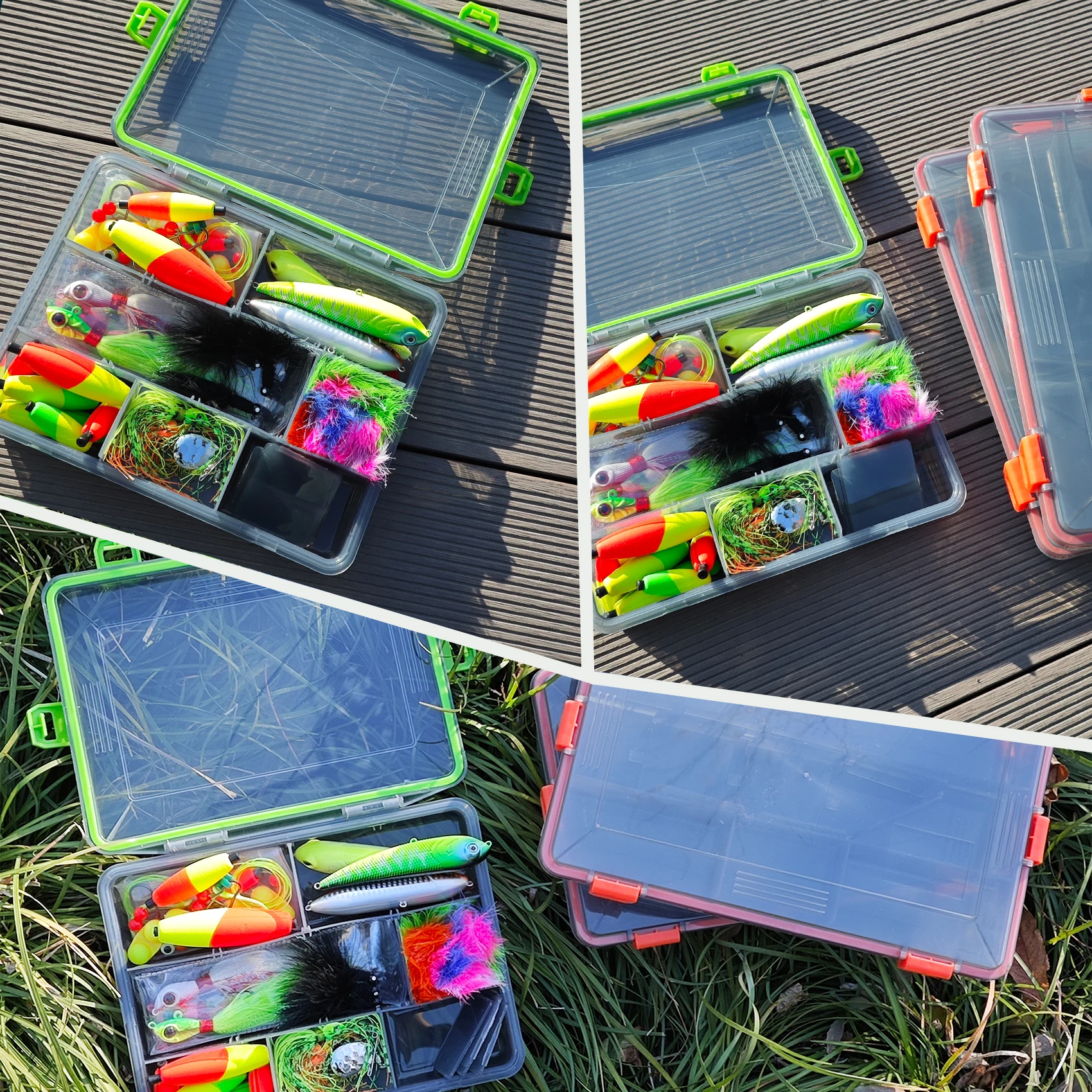 Aventik 2 Scatole Impermeabili Per Pesca 26x15x5cm: Organizer Trasparente Con Divisori Regolabili Per Esche E Attrezzatura - 5