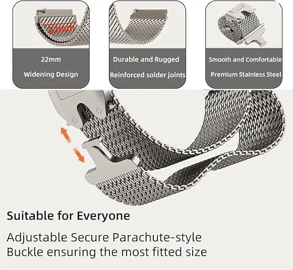 Stainless Steel No-Gap Metal Loop Watch Band Bracelet