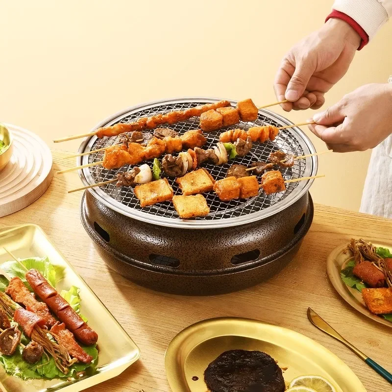 Barbecue Grill Home Barbecue Outdoor Camping Charcoal BBQ Stove Grills Mesh Portable Smokeless Grill Pan