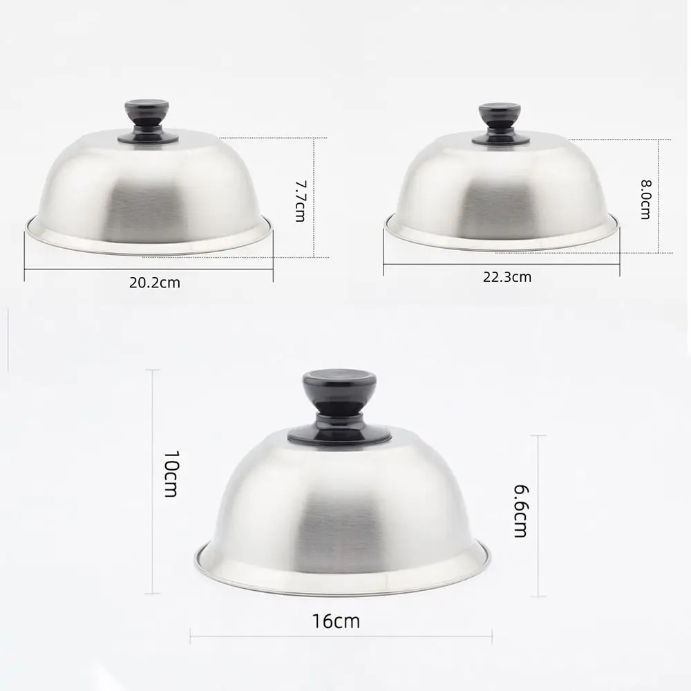 Stainless Steel Frying Pan Covers Cheese Melting Dome Sandwiches Steak Round Pot Lids Cover Cookware Barbecue Burgers silicone pan covers silicone pot lid cookware accessories