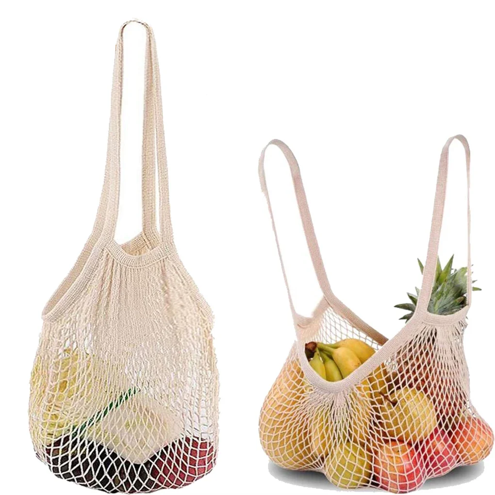 Cotton String Shopping Tote Bags 1/2pcs Fruit Vegetable Storage Organizer Reusable Washable Grocery Eco Friendly Mesh Bags