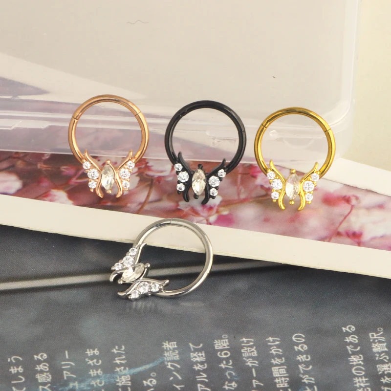 Daith Earrings 16G Stainless Steel Cartilage Helix Tragus Nose Hoop Piercing Jewelry 8MM 10mm Silver Gold Rose Gold Black Plated