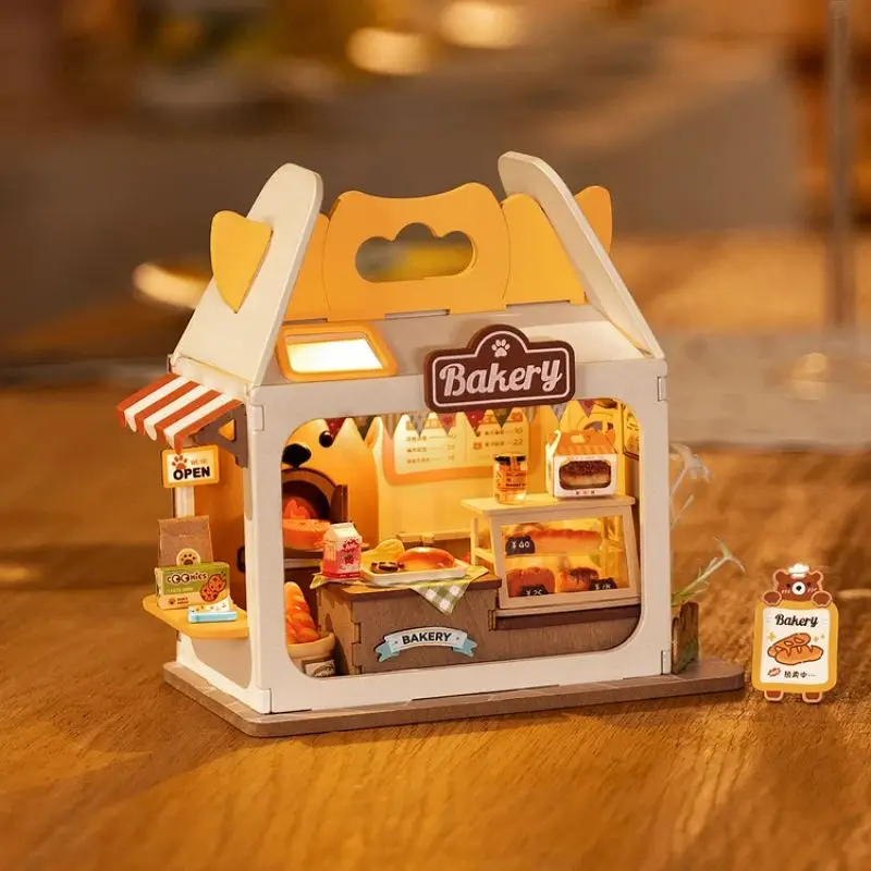 Robotime Rolife Food Box Shop DIY Miniature House Kit Easy Assembly Building Block Kits for Children Kids Sweet Color Design 2