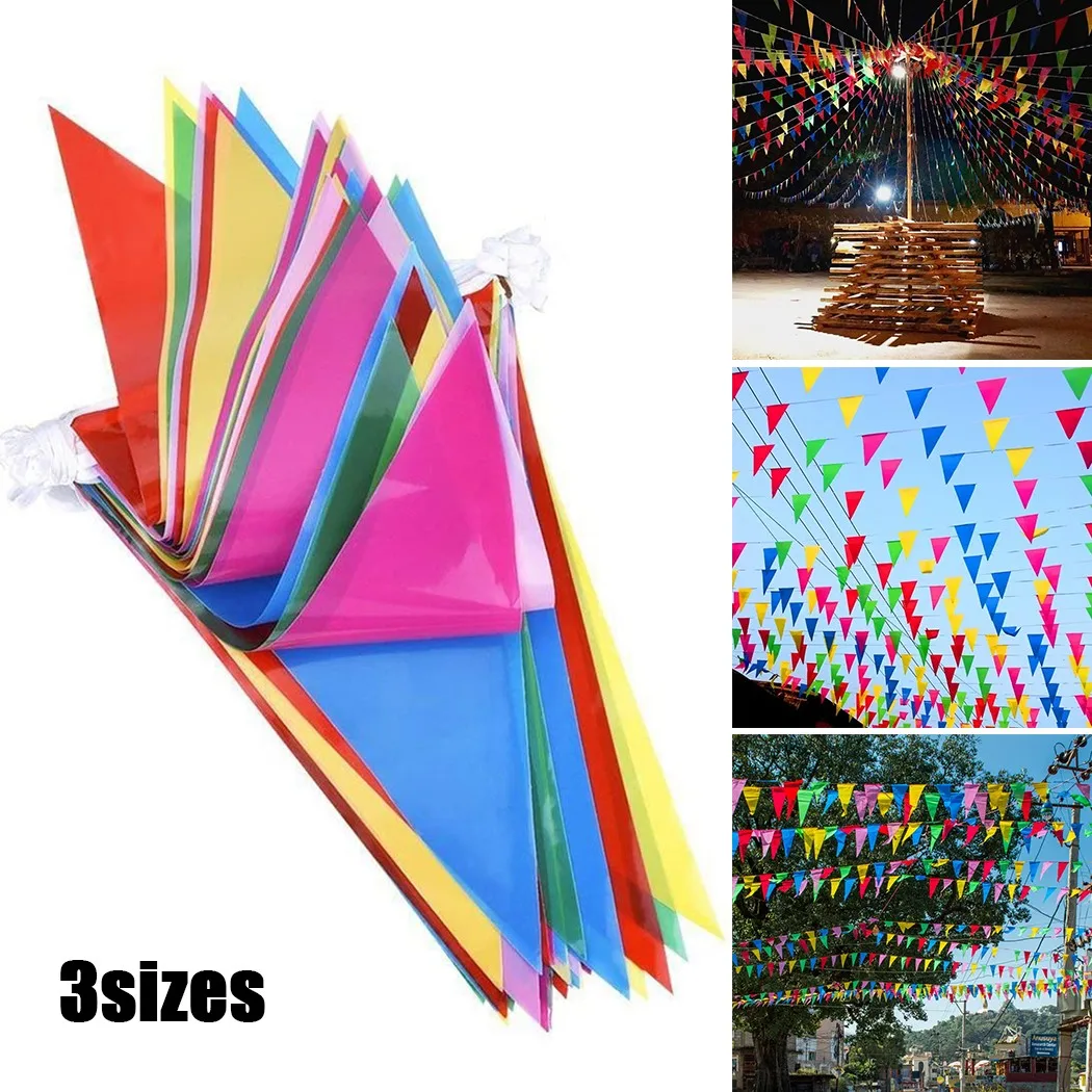 Olorful 50m Triangle Flag Pennant Bunting String Banner Garland ...