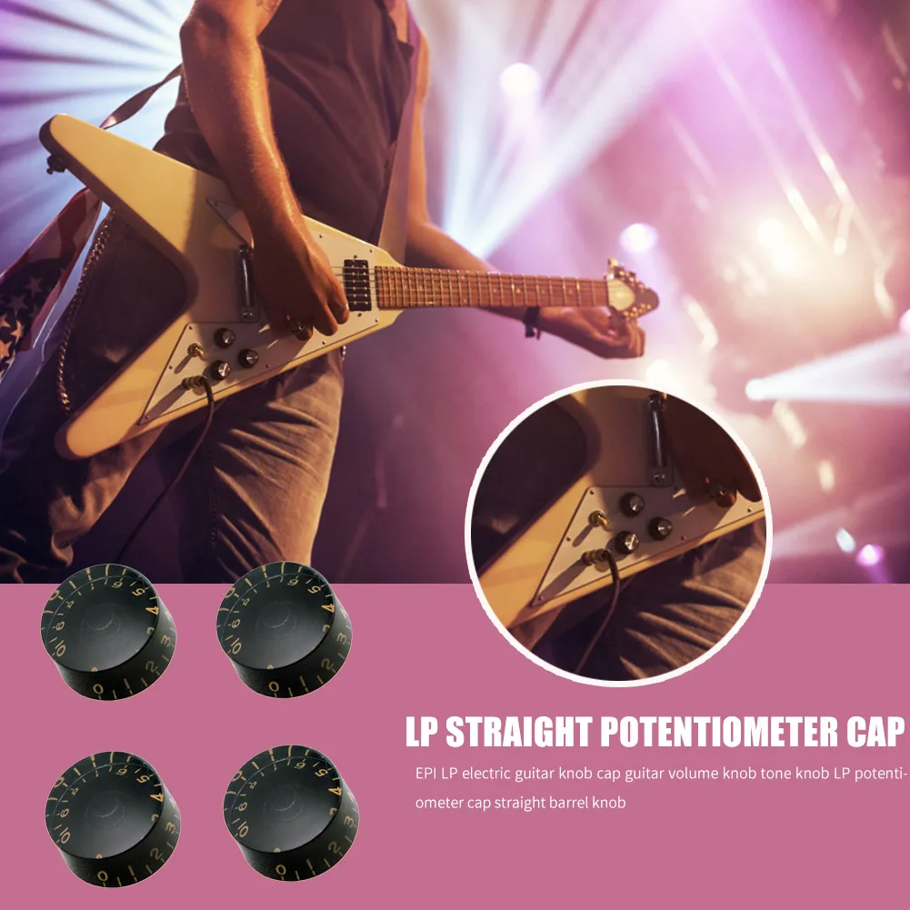 4pcs Musical Instrument Volume Tone Buttons Electric Guitar Knob Cap for EPI LP Musical