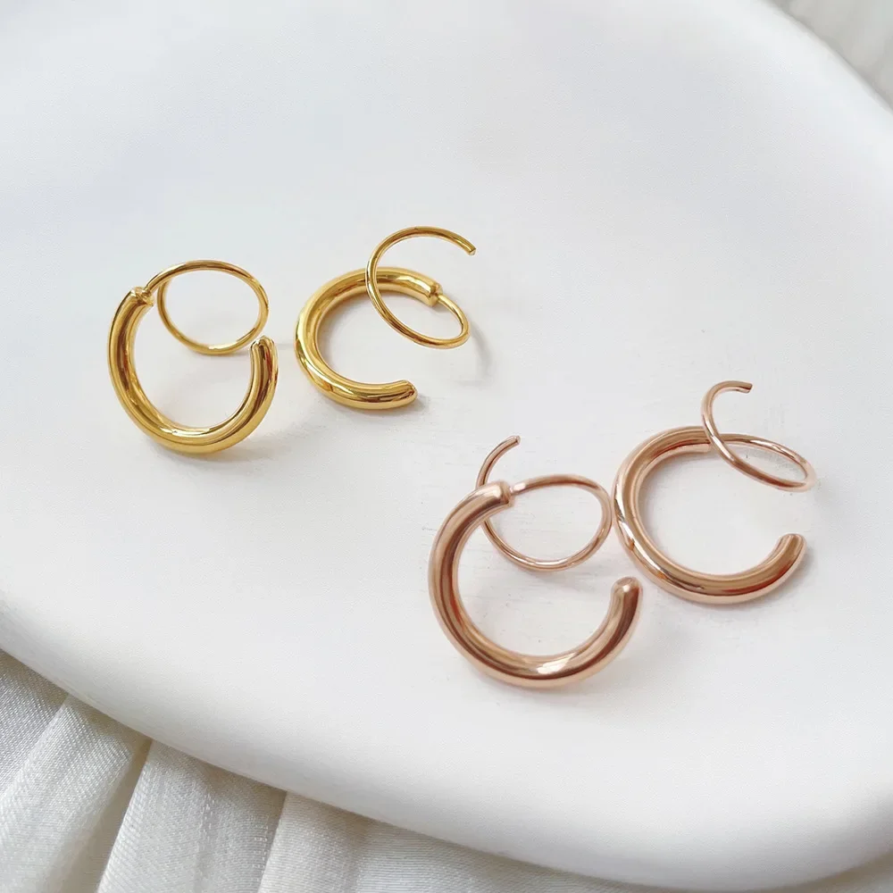 Vintage Double Hoop Earrings For Women Gold and Silver Color