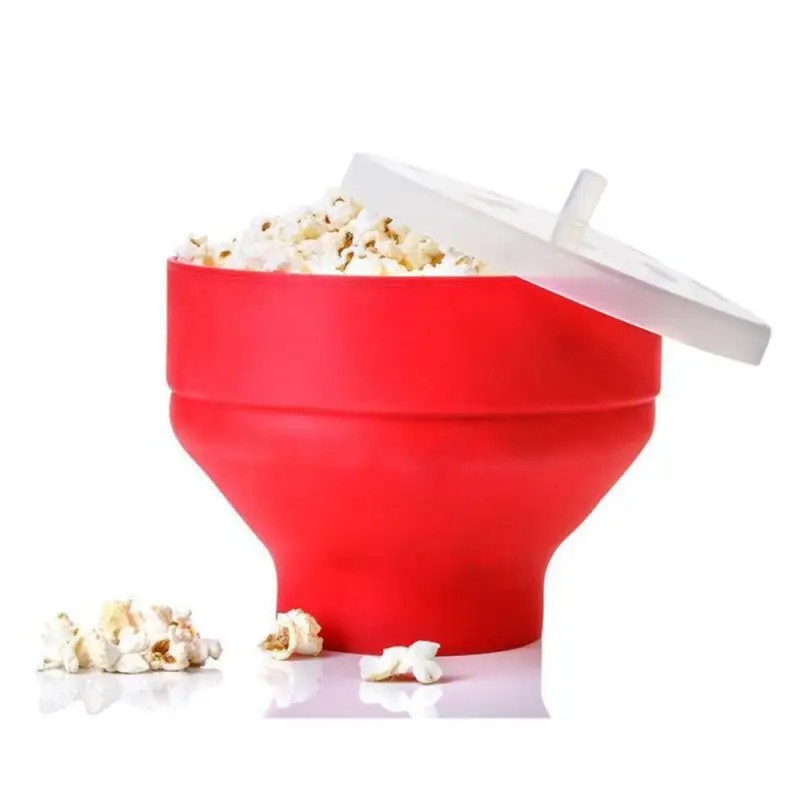 Ciotola Per Popcorn In Silicone Creativo Pieghevole Per La Casa Macchina Per Popcorn Per Microonde Con Coperchio Secchio Per Popcorn Da Forno